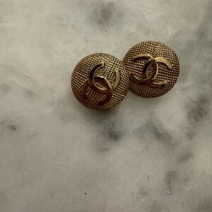 Gold Designer Chanel Stud Earrings